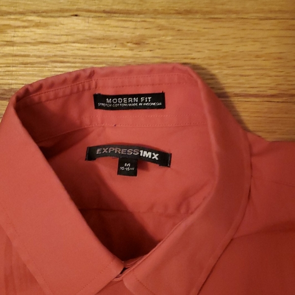 Men's button down shirt (coral) - Picture 3 of 4